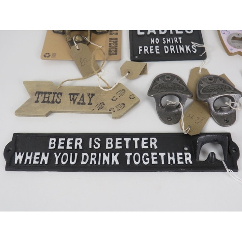 168 - VARIOUS CAST IRON SIGNS BOTTLE OPENER