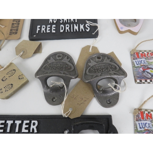 168 - VARIOUS CAST IRON SIGNS BOTTLE OPENER