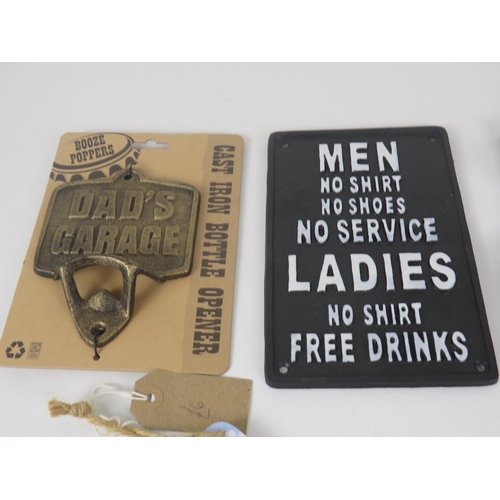 169 - VARIOUS CAST IRON SIGNS BOTTLE OPENER