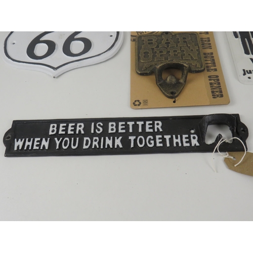 170 - VARIOUS CAST IRON SIGNS BOTTLE OPENER