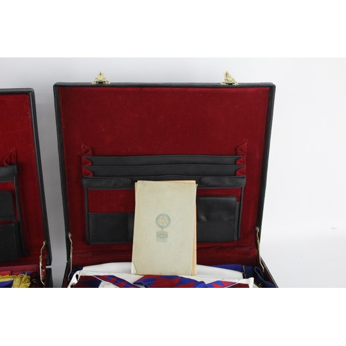 415 - 3 x Assorted Vintage MASONIC Cases Inc Gloves, Jewel, Collar Etc