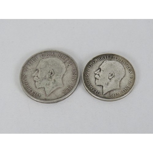 98 - 1914 SILVER HALFCROWN AND 1911 SILVER FLORIN