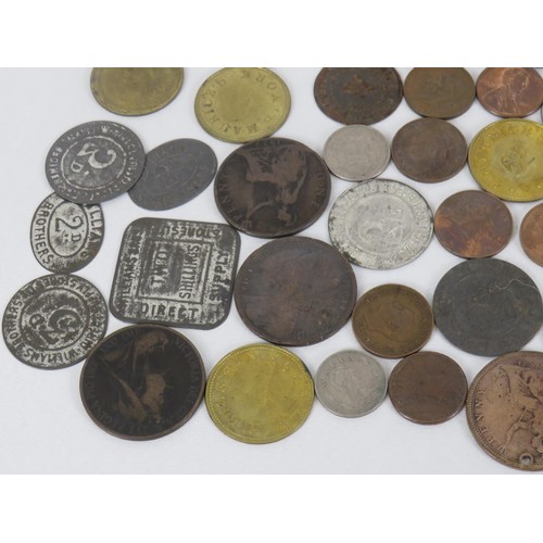 100 - OVER 50 OLD TOKENS AND COINS