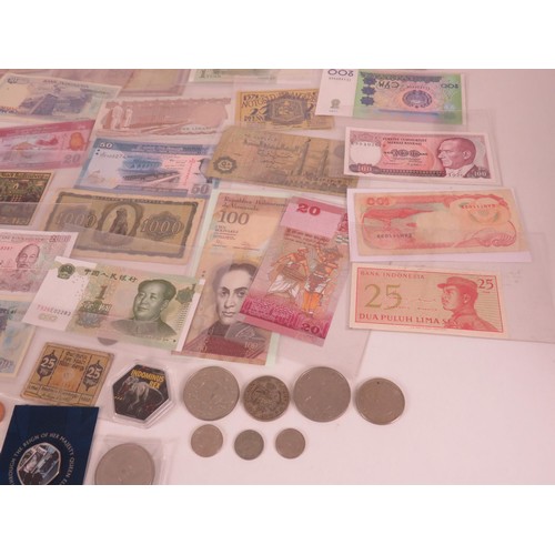 100A - COINS, COIN SETS AND THIRTY WORLD BANKNOTES ETC