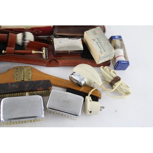 459 - Job Lot Assorted Vintage GENTS GROOMING Sets Inc Leather Case, Brush Etc