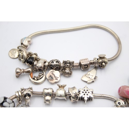 486 - 3 X .925 Mixed Branded Charm Bracelets (139g)