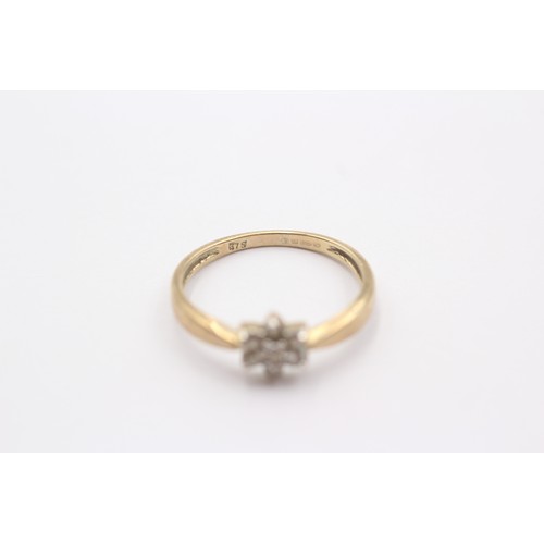 544 - 9ct gold diamond cluster dress ring (1.2g) size M