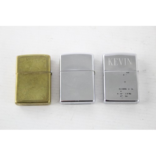 569 - 3 x Assorted ZIPPO Cigarette Lighters Inc The Beatles, Brass, Venetian etc