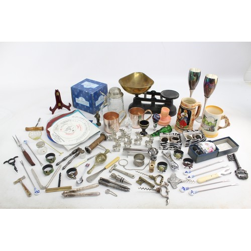 601 - Job Lot Of Assorted KITCHENALIA Items Inc Silver Plate, Scales, Steins Etc