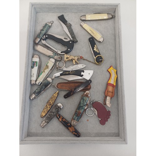 445 - 14 x Antique / Vintage Assorted Novelty Pocket KNIVES Inc Carabiner Etc