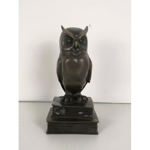 55 - J.B.DEPOSSE BRONZE STATUE OF AN OWL, 23cm Height