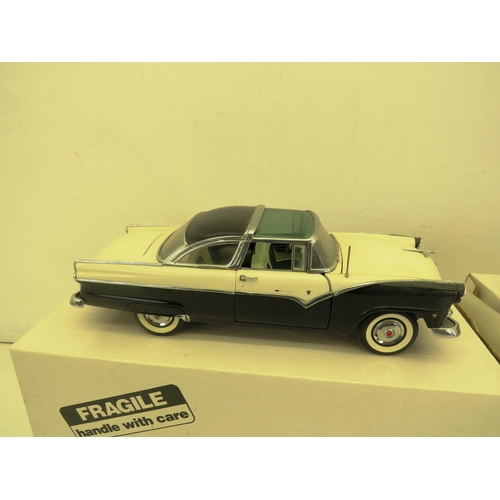 51 - 2 x DANBURY MINT 1/43 SCALE MODEL BOXED CARS 1953 BUIK SKYLARK AND 1955 FORD FAIRLANE CROWN VICTORIA