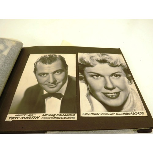 54 - ALBUM OF POSTCARDS- MOSTLY FAMOUS PERSONALITIES INCLUDES DORIS DAY, TONY MARTIN ETC