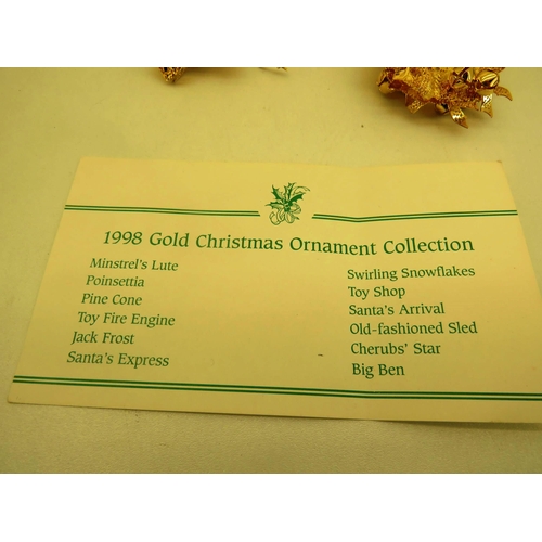 59 - 12 x DANBURY MINT GOLD CHRISTMAS ORNAMENT COLLECTION - BOXED