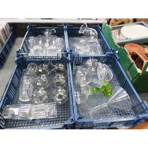 309 - JOBLOT OF MISCELLANOEUS - GLASSWARE, ENAMEL KITCHENWARE, WALL MIRROR ETC