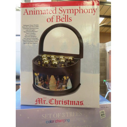 311 - SELECTION OF CHRISTMAS ORNAMENTS INCLUDES- ANIMATED SYMPHONY OF BELLS, SET OF THREE TREE'S WITH COLO... 