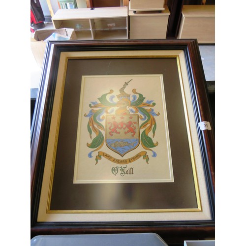 316 - FRAMED O'NEIL FAMILY CREST PAINTING