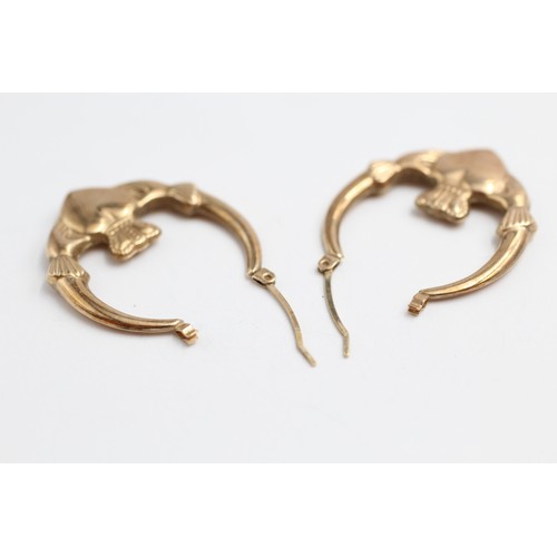 576 - 9ct gold claddagh hoop earrings (1.7g)