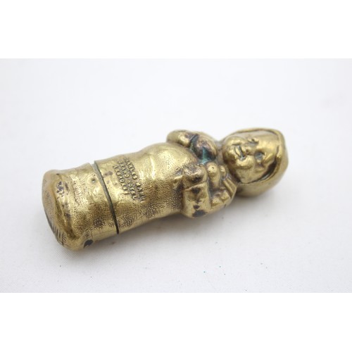 582 - Antique Novelty TOBACCIANA Advertising Brass Baby Vesta Match Case