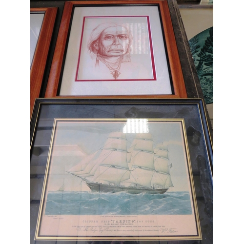 320 - 10 x PICTURES INCLUDES SIGNED DRAWINGS, SHIP PRINTS, HENRY HUNT ETC