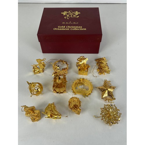 60 - 12 x DANBURY MINT GOLD CHRISTMAS ORNAMENT COLLECTION - BOXED