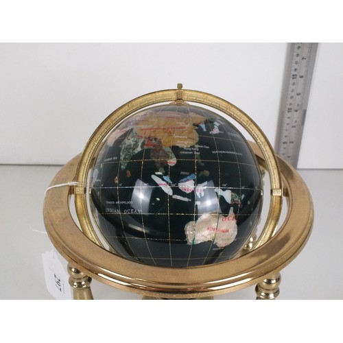 297 - BRASS GEMSTONE DESK TOP GLOBE