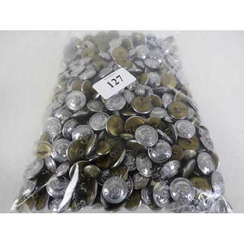 127 - 2KG APPROXIMATE BAG OF MIXED UNIFORM BUTTONS- POLICE, FIRE ETC