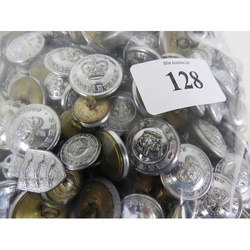 128 - 2KG APPROXIMATE BAG OF MIXED UNIFORM BUTTONS- POLICE, FIRE ETC