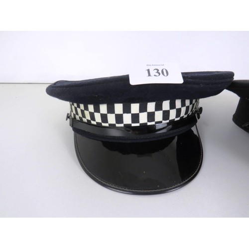 130 - 3 x VINTAGE POLICE CAPS- NO BADGES
