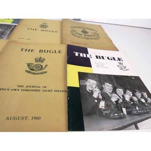 131 - 10 x COPIES OF THE BUGLE- JOURNAL OF THE KINGS OWN YORKSHIRE LIGHT INFANTRY - DATING FROM 1949-1968