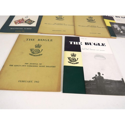 131 - 10 x COPIES OF THE BUGLE- JOURNAL OF THE KINGS OWN YORKSHIRE LIGHT INFANTRY - DATING FROM 1949-1968