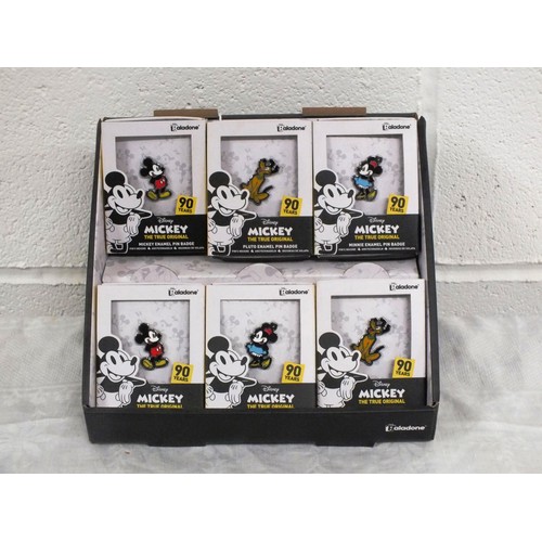 20 - 6 x Disney Mickey - The True Original Assorted Pin Badges with Display Stand - As new