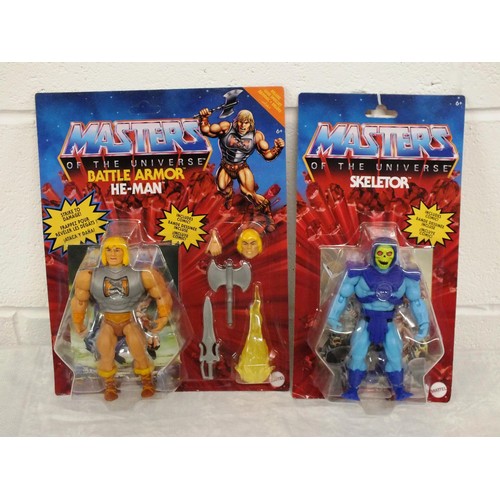 53 - MASTERS OF THE UNIVERSE BATTLE ARMOUR HE-MAN 14cm & SKELETOR - New in Packets