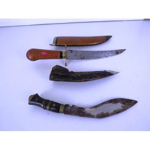 253 - 2 x ORIENTAL KNIVES IN SHEATHS