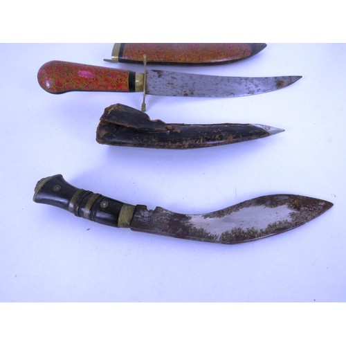 253 - 2 x ORIENTAL KNIVES IN SHEATHS