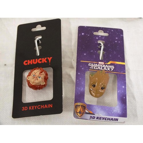 167 - 5 x COLLECTABLE KEYCHAINS - STAR WARS, HARRY POTTER, FRIDAY THE 13th, GUARDIANS OF THE GALAXY & CHUC... 