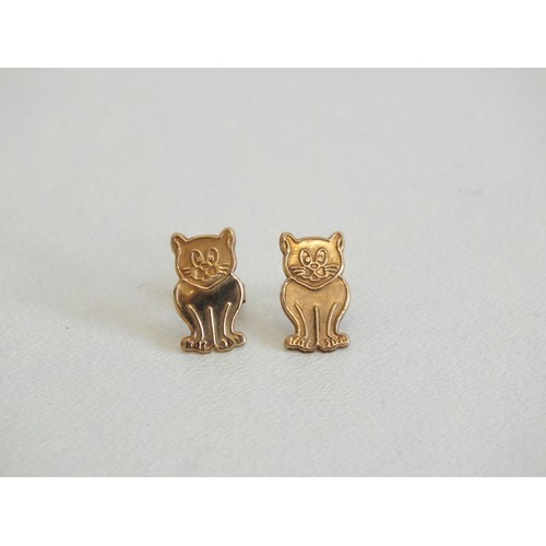 133 - 9CT GOLD CAT EARRINGS