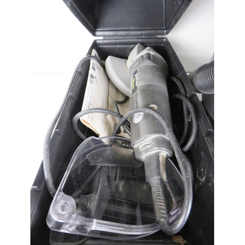 327 - ANGLE GRINDER CASE WITH ORGANISER AND GRINDER PLUS EARLEX WET/DRY VACUUM AND BLOWER