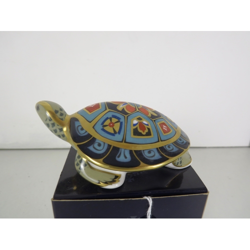 77 - ROYAL CROWN DERBY PAPERWEIGHT- TERRAPIN GOLD STOPPER- BOXED