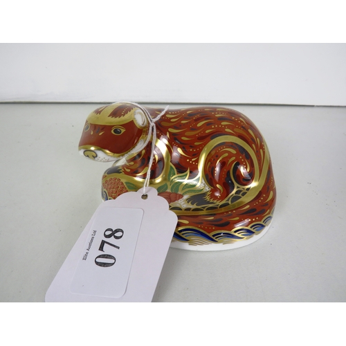78 - ROYAL CROWN DERBY PAPERWEIGHT- OTTER WITH CERTIFICATE