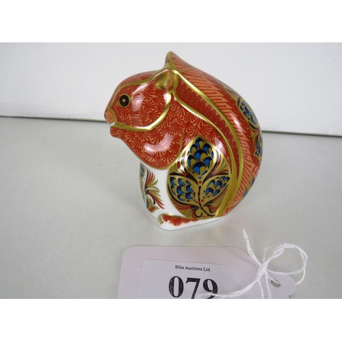 79 - ROYAL CROWN DERBY PAPERWEIGHT- RED SQUIRREL WITH GOLD STOPPER