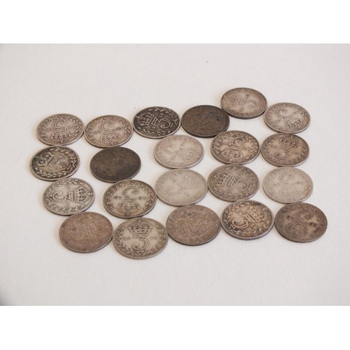 67 - 20 x PRE 1920 SILVER THREEPENNY BITS