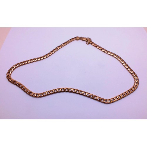 91 - 9ct FULLY HALLMARKED GOLD FLAT CURB LINK NECKLACE CHAIN WITH SAFETY CHAIN - Length 22inch, Weight 56... 