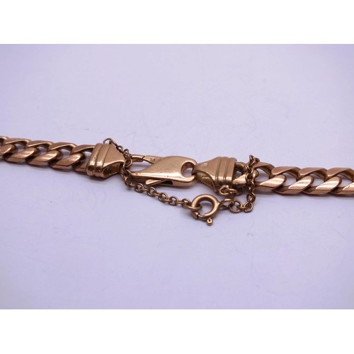91 - 9ct FULLY HALLMARKED GOLD FLAT CURB LINK NECKLACE CHAIN WITH SAFETY CHAIN - Length 22inch, Weight 56... 
