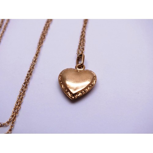 224 - 9ct GOLD HEART PENDANT NECKLACE 18