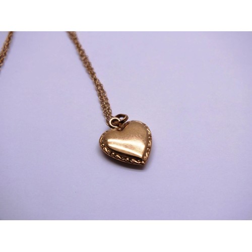 224 - 9ct GOLD HEART PENDANT NECKLACE 18