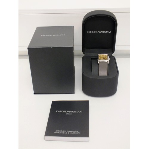 98 - LADIES EMPORIO ARMANI WATCH WITH BOX, C.O.A and INSTRUCTIONS