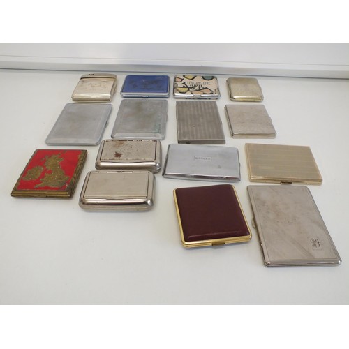 573 - 15 x Assorted Vintage TOBACCIANA Cigarette Cases Inc Silver Plate Etc