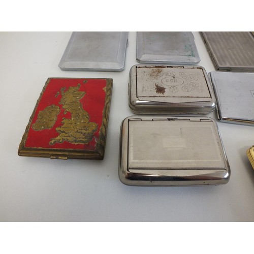 573 - 15 x Assorted Vintage TOBACCIANA Cigarette Cases Inc Silver Plate Etc