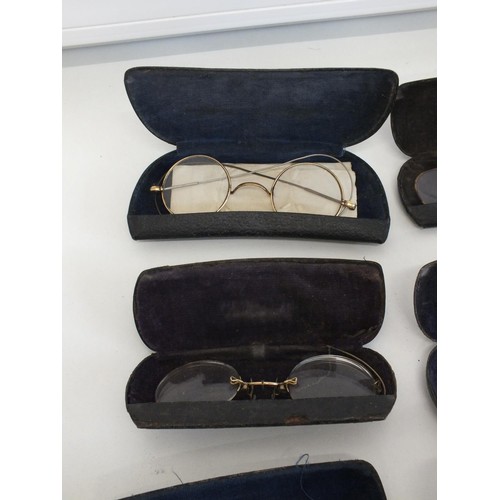 577 - 10 x Antique / Vintage SPECTACLES & SUNGLASSES Inc Rolled Gold, Cased Etc